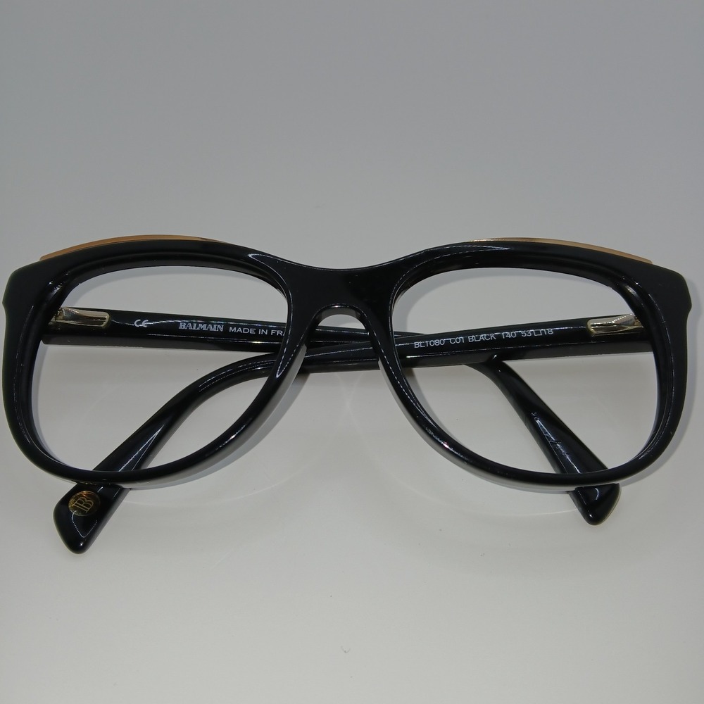 Balmain BL1080 C01 Unisex Eyeglasses Frame Black Cat Eye Full Rim 53-18-140 mm